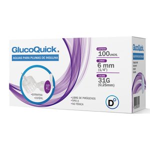 GLUCOQUICK AGUJAS PARA PLUMAS DE INSULINA 31 G X 6 MM X 100 UN (AGUJAS)