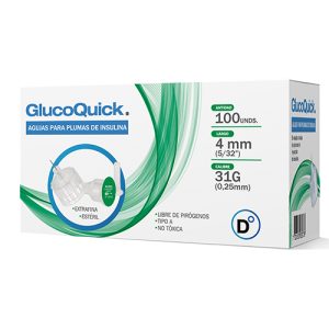 GLUCOQUICK AGUJAS PARA PLUMAS DE INSULINA 31 G X 4 MM X 100 UN (AGUJAS)