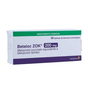 BETALOC ZOK 200 MG CJA 30 TAB CAJA X 30 TAB (METOPROLOL SUCCINATO)