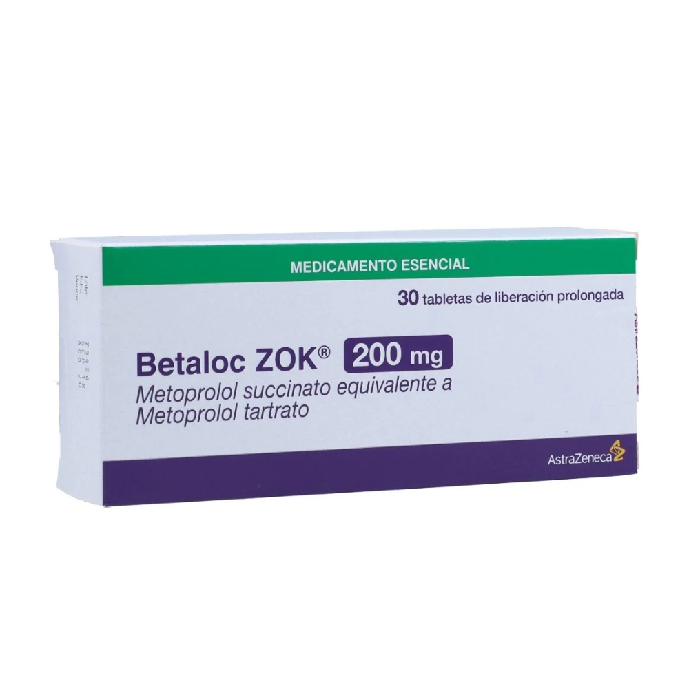 BETALOC ZOK 200 MG CJA 30 TAB CAJA X 30 TAB (METOPROLOL SUCCINATO)