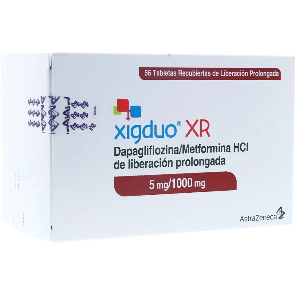 XIGDUO XR TAB 5 MG/1000 MG CJA X 56 TAB CAJA X 56 TAB (DAPAGLIFLOZINA+METFORMINA)