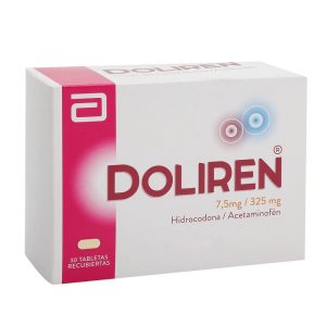 DOLIREN 7,5MG /325MG CAJA X 30 TAB (ACETAMINOFEN+HIDROCODONA)