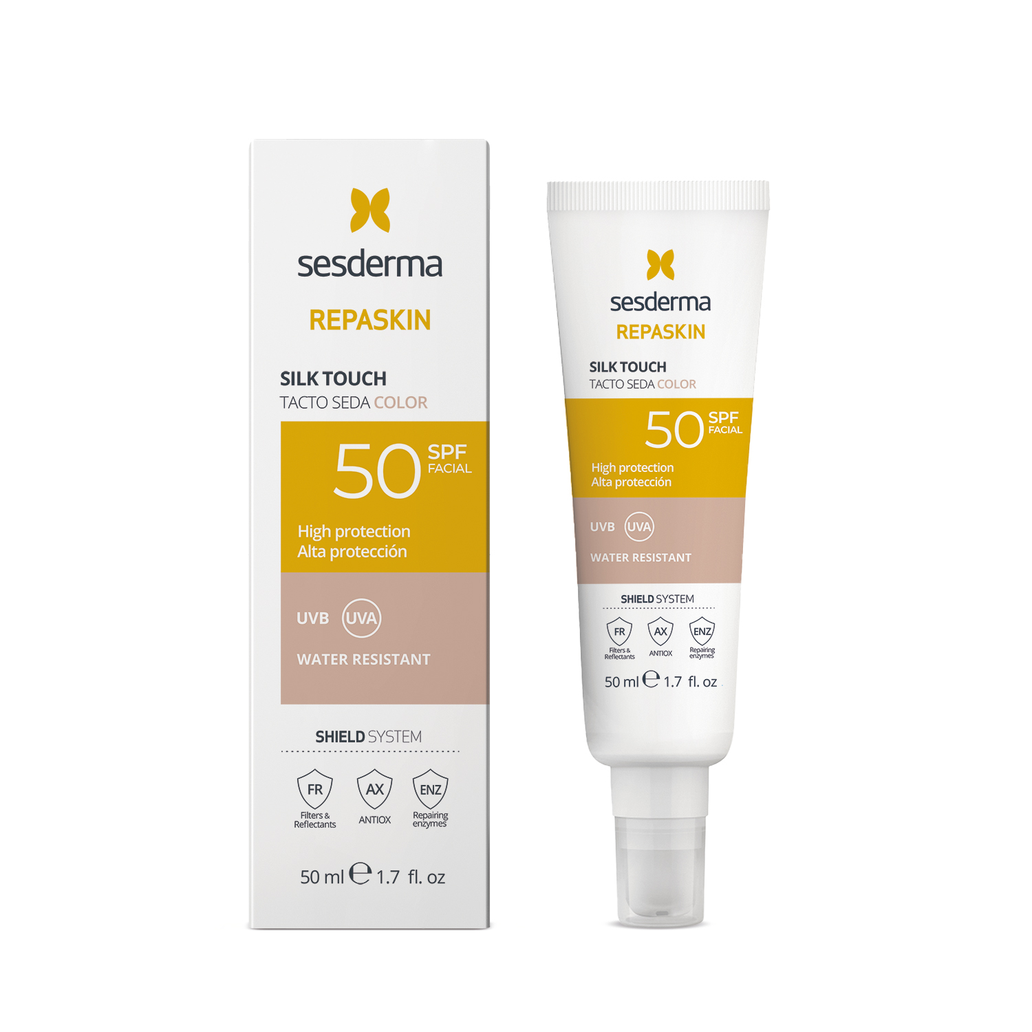 REPASKIN FACIAL SPF50 TOQUE SEDA COLOR FRASCO X 50 ML (PROTECTOR SOLAR PARA ADULTOS) (PROTECTOR SOLAR PARA ADULTOS)