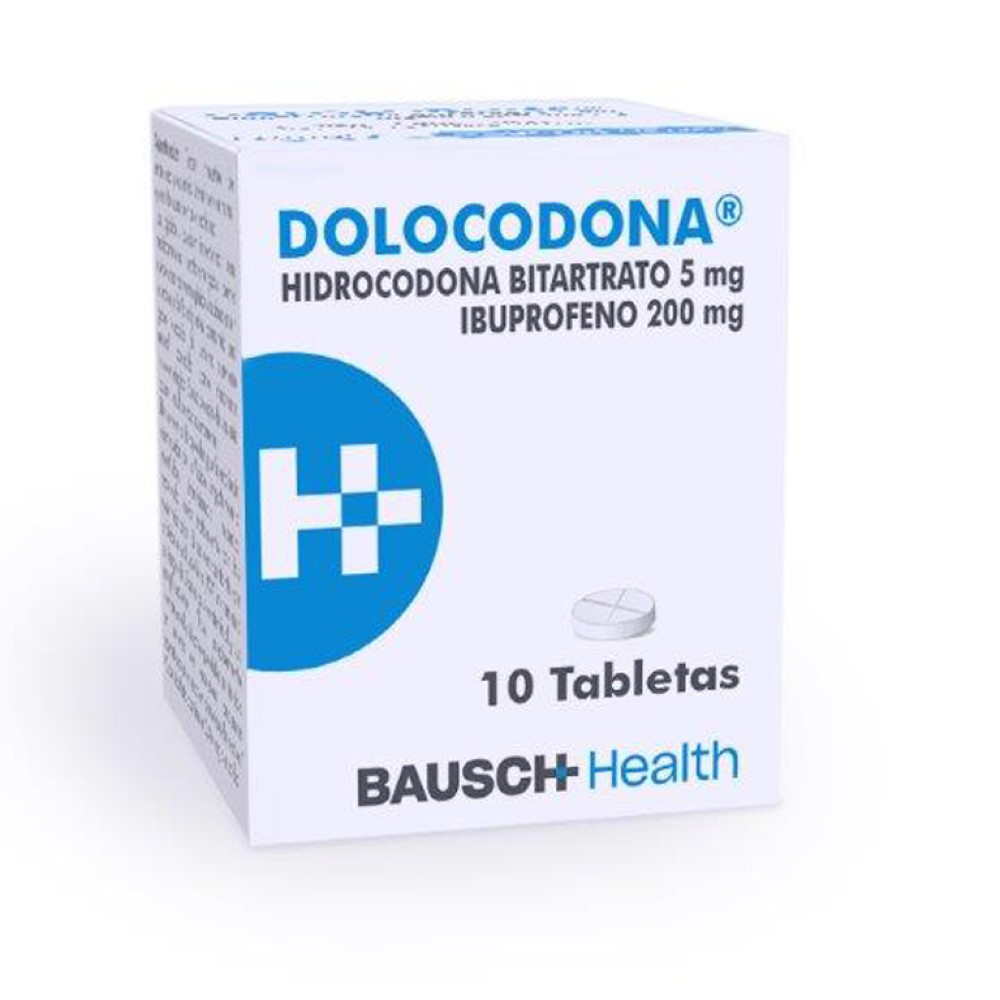 DOLOCODONA (HIDROCODONA + IBUPROFENO) 5MG + 200MG FCO X 10 TAB FRASCO X 10 TABLETAS