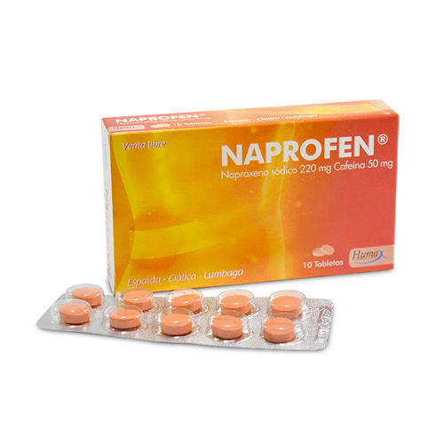 NAPROFEN (NAPROXENO+CAFEINA) 220+50 MG CAJA X 10 TAB CAJA X 10 TABLETAS