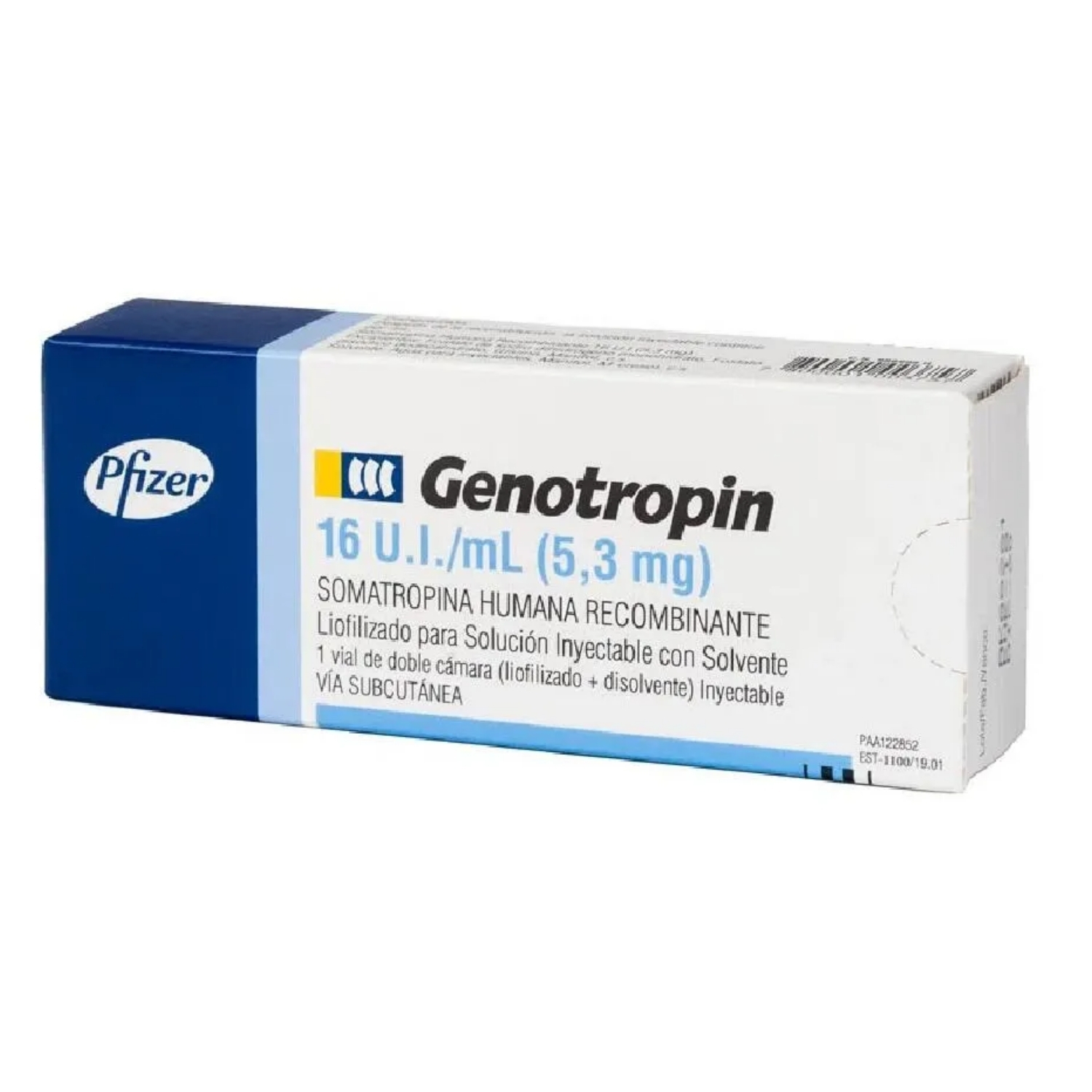 GENOTROPIN 5.3MG (16 UI) X 1 CARPULA CAJA X 1 VIAL (SOMATROPINA)